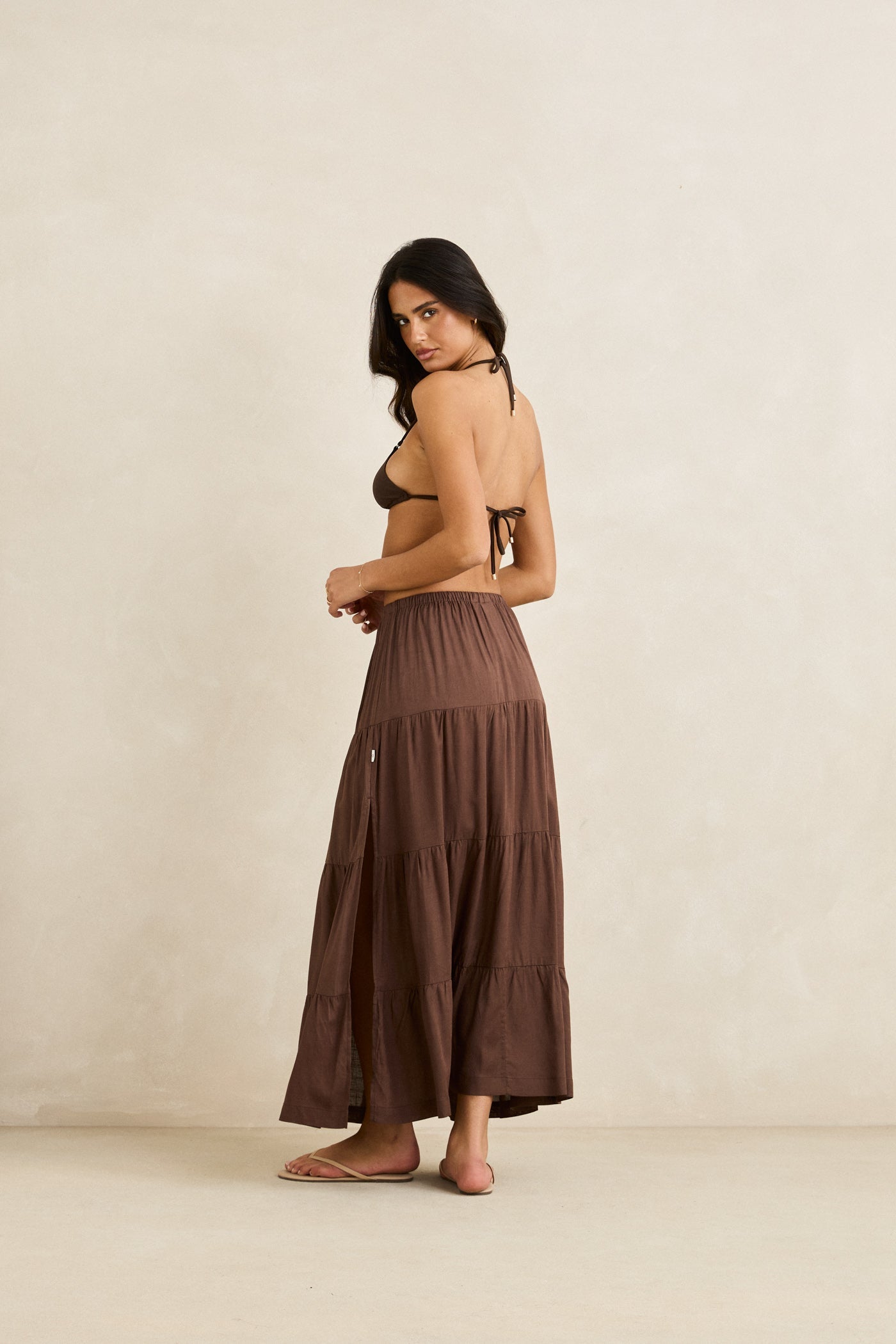 Classic Tiered Maxi Skirt Chocolate – Rhythm US