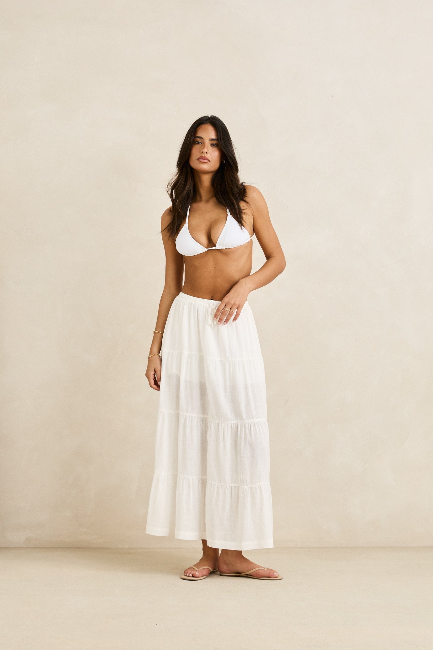 Classic Tiered Maxi Skirt White – Rhythm US