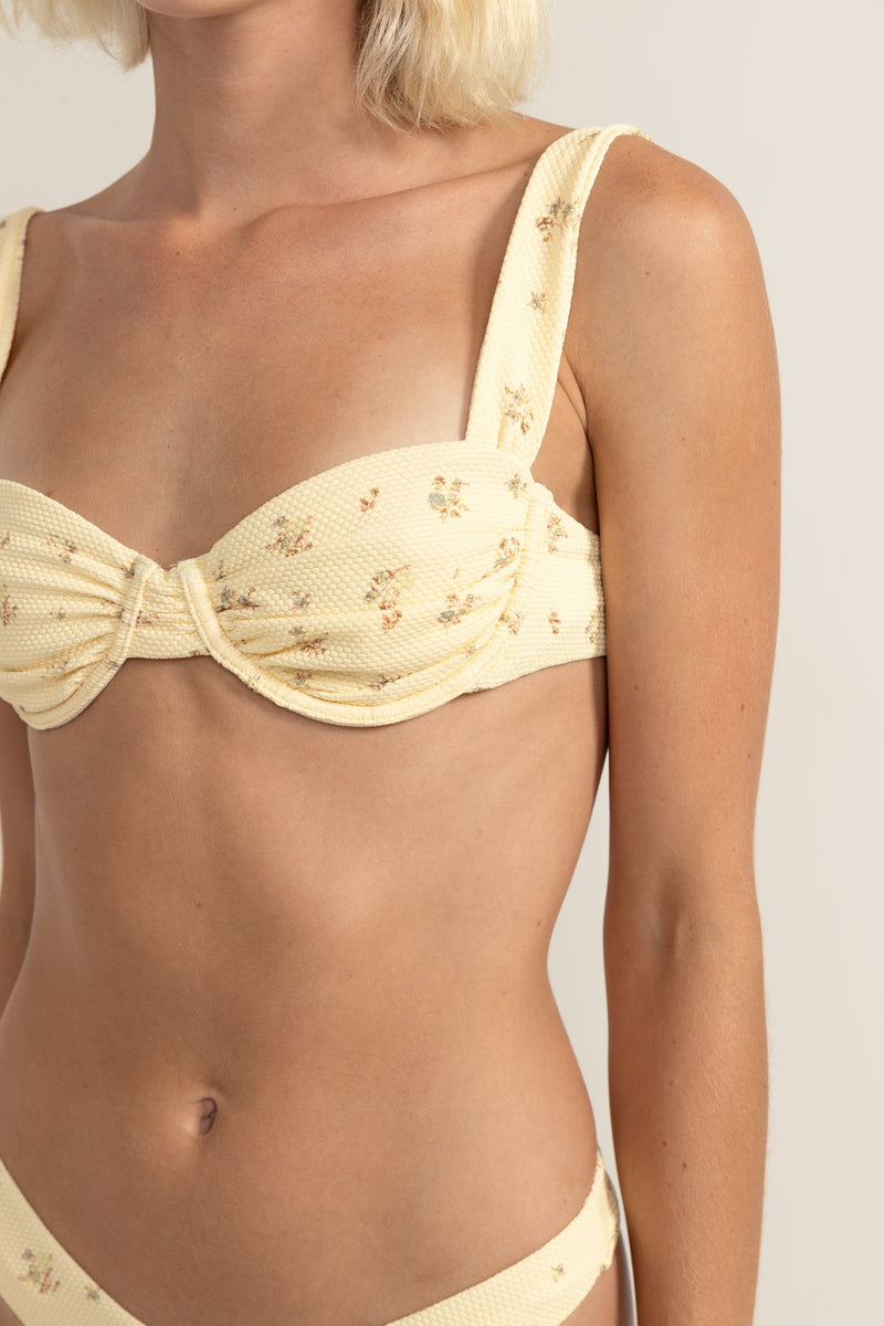 Dahlia Floral Underwire Top Lemon