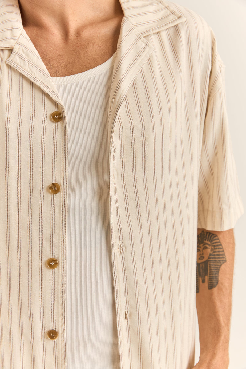 Relaxed Stripe Ss Shirt Natural