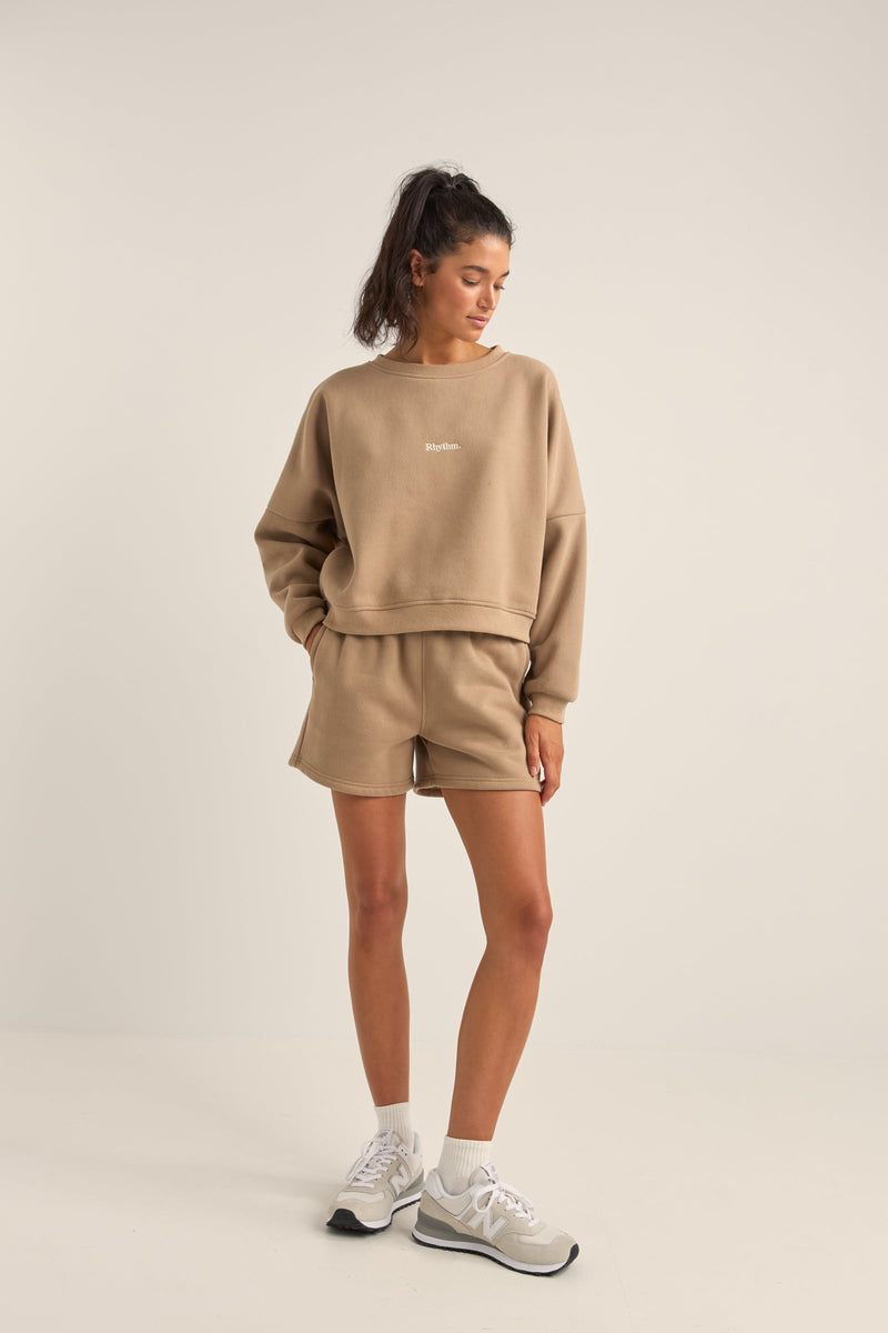 Logo Fleece Shorts Taupe