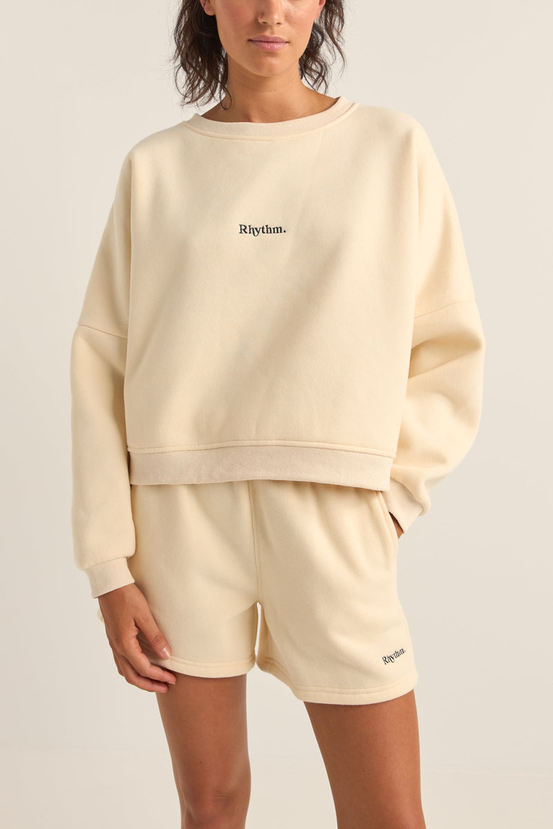 Logo Crew Neck Fleece Oatmeal