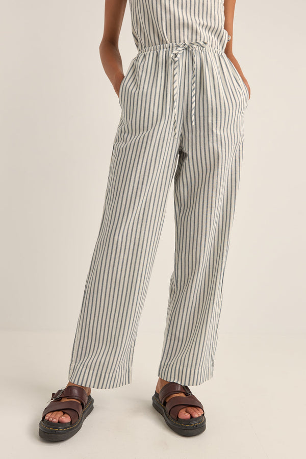 Frankie Elastic Pant Navy Stripe