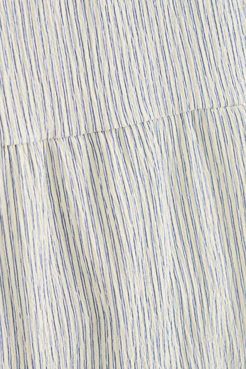 Driftwood Stripe Ruffle Midi Skirt Cream