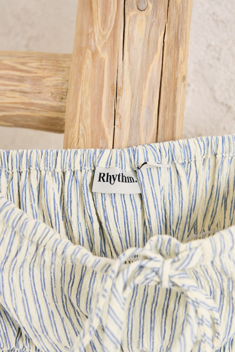 Driftwood Stripe Ruffle Midi Skirt Cream