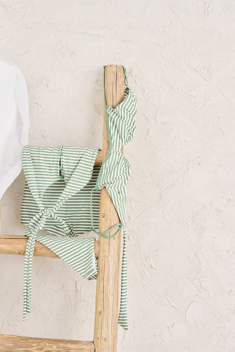 Harbor Stripe Rib Underwire Top Olive