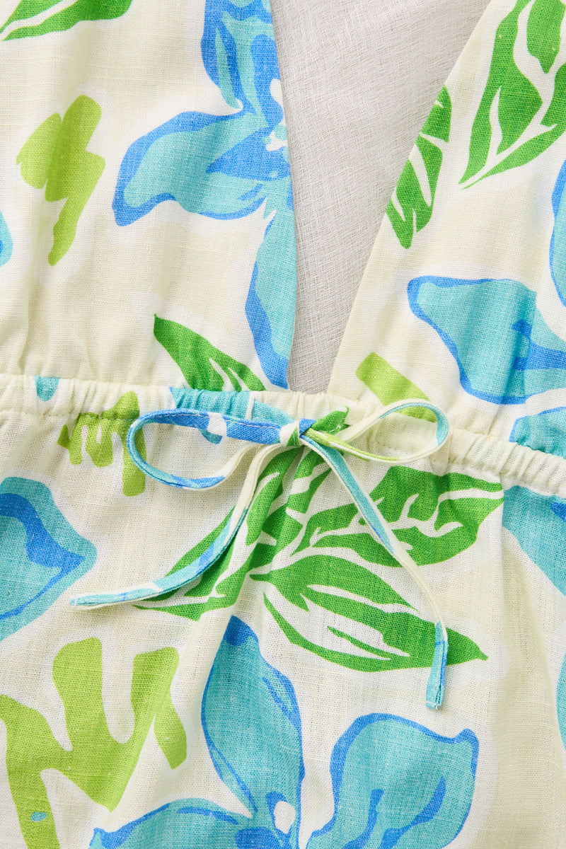 Makani Floral Halter Mini Dress Blue