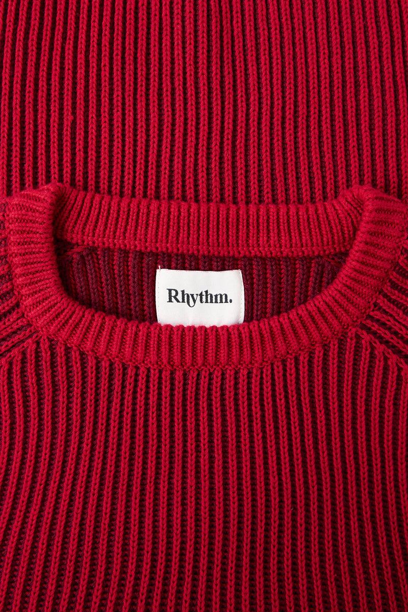 Texture Stripe Knit Moroccan Red