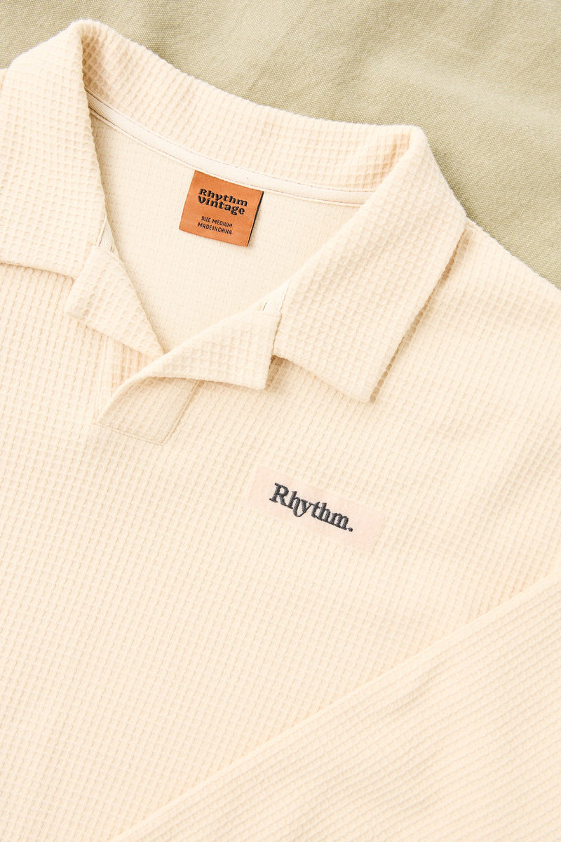 Waffle Rugby Ls Polo Cream