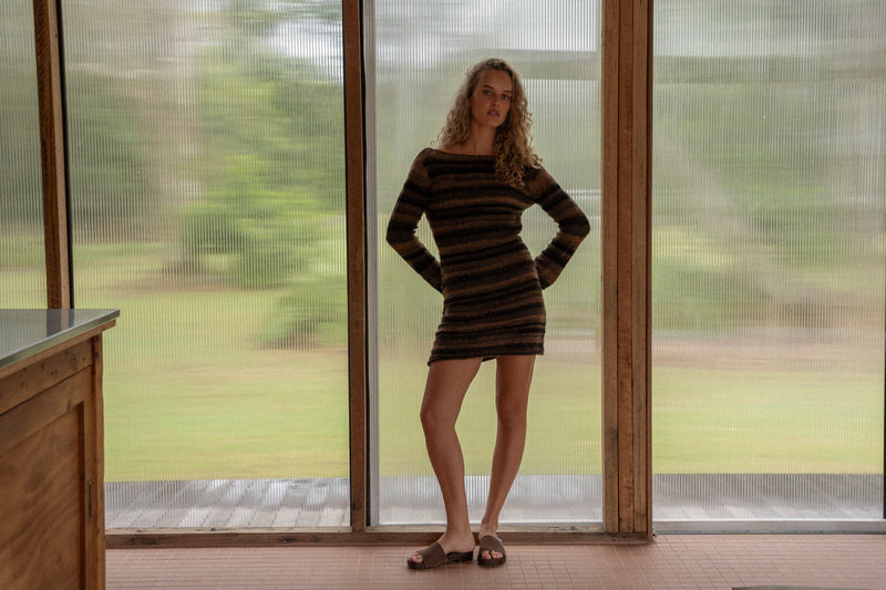 khaki knit midi dress Cable Knit Midi Dress