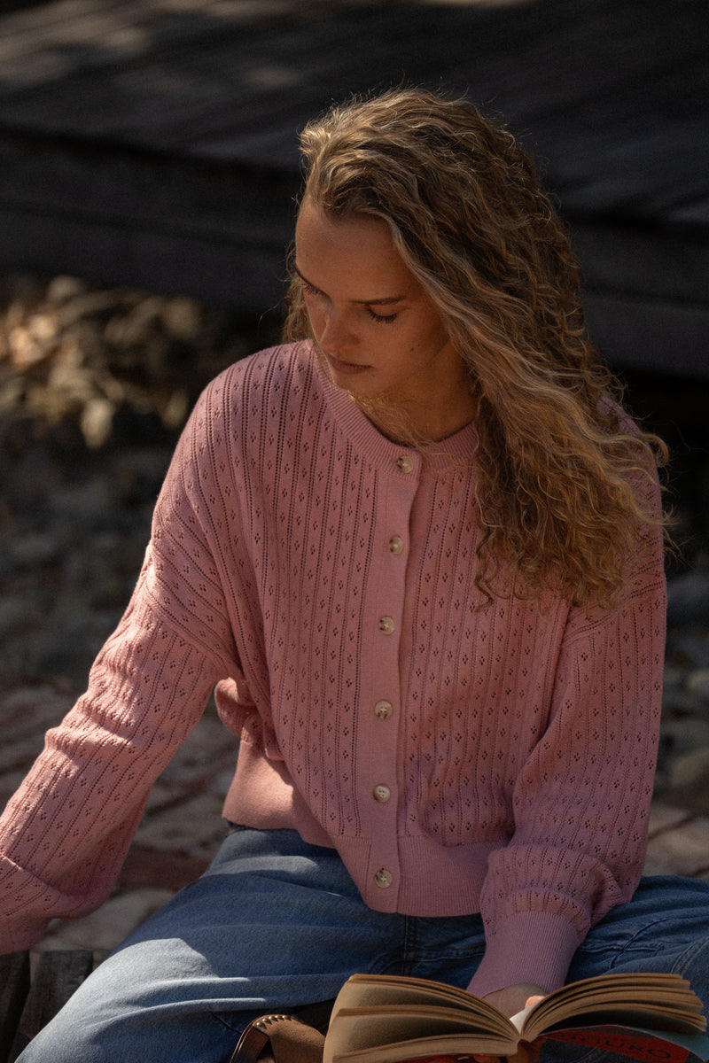 Pointelle Knit Cardigan Rose – Rhythm US