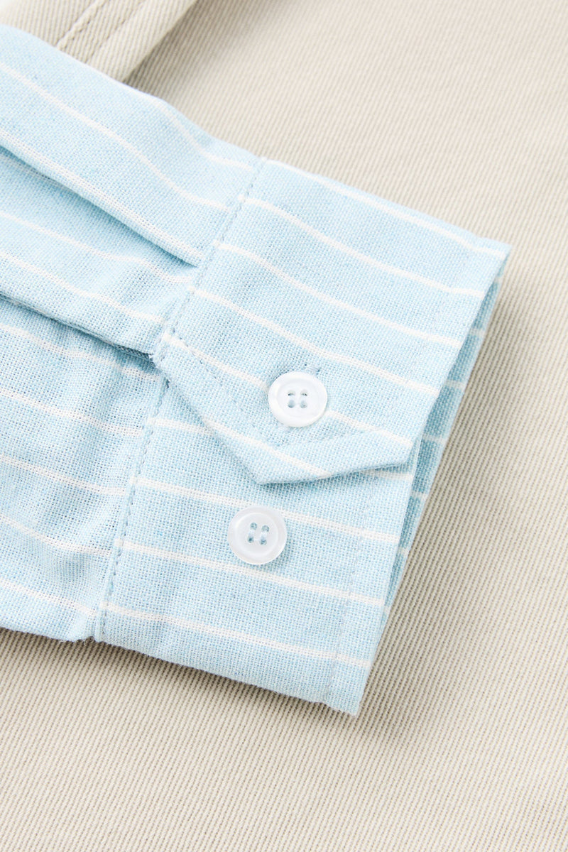 Linen Pin Stripe Ls Shirt Mist