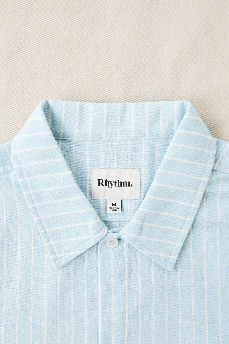 Linen Pin Stripe Ls Shirt Mist