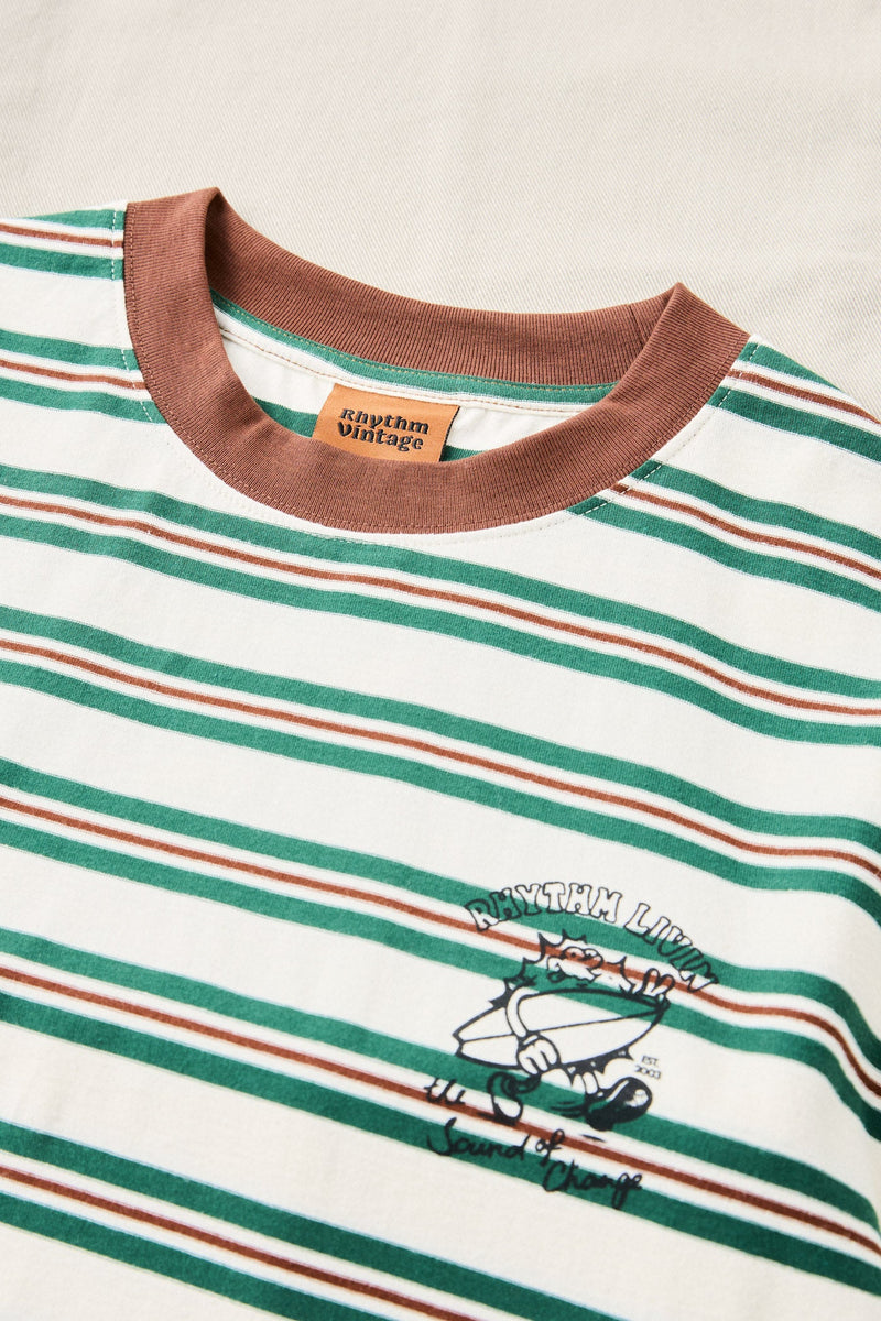 Peace Sun Vintage Stripe Ss T-Shirt White