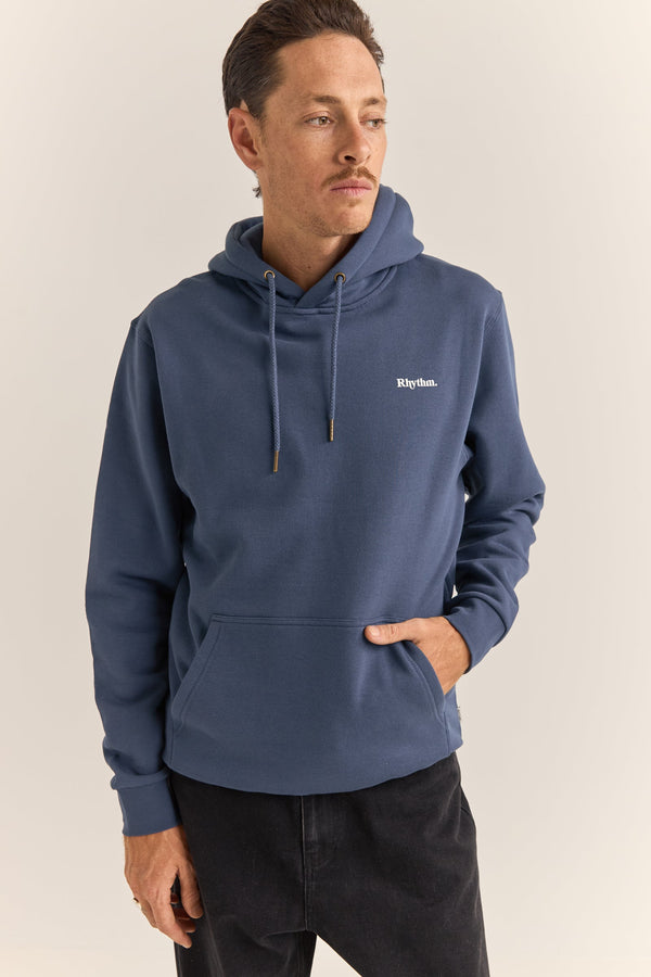 Brand Fleece Hood Navy