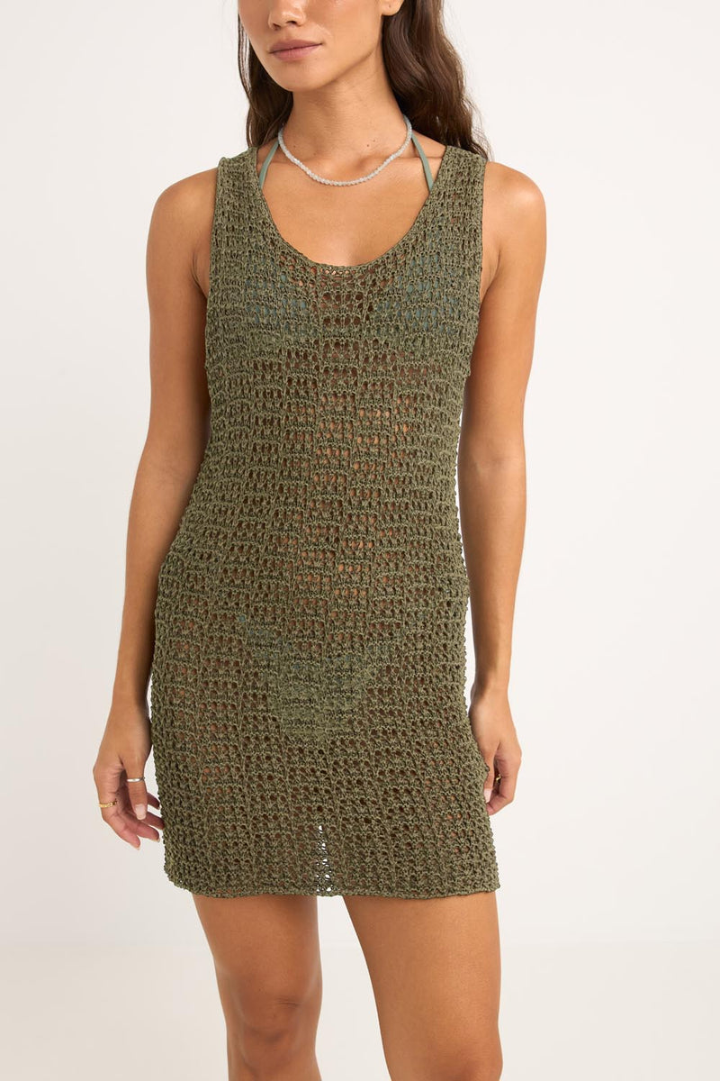 Maddi Scoop Neck Mini Dress Olive