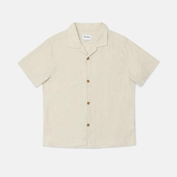【2plan】Crown waffen linen shirt KivasPW Linen shirt in black colour