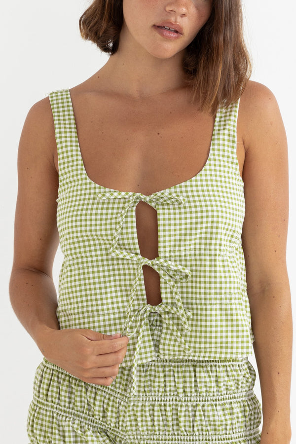 Gloria Tie Front Top Green