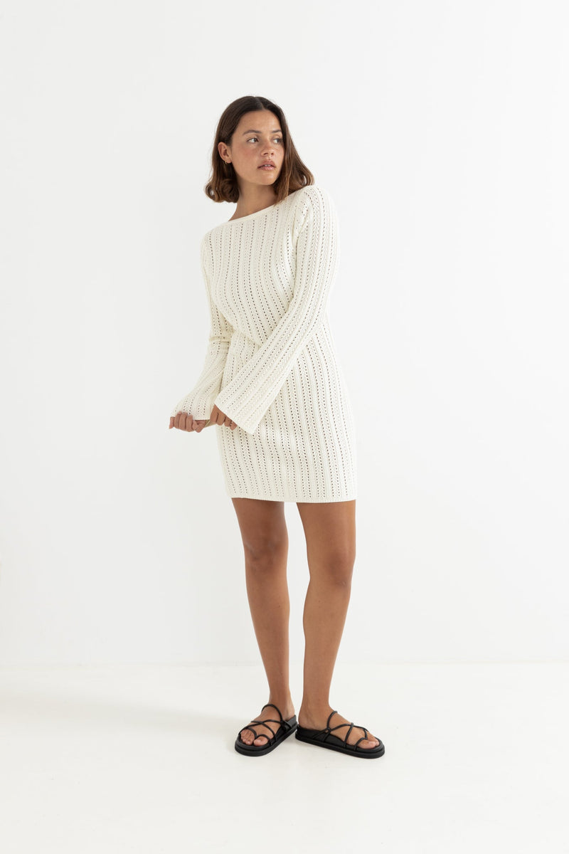 Charlize Long Sleeve Knit Mini Dress Cream