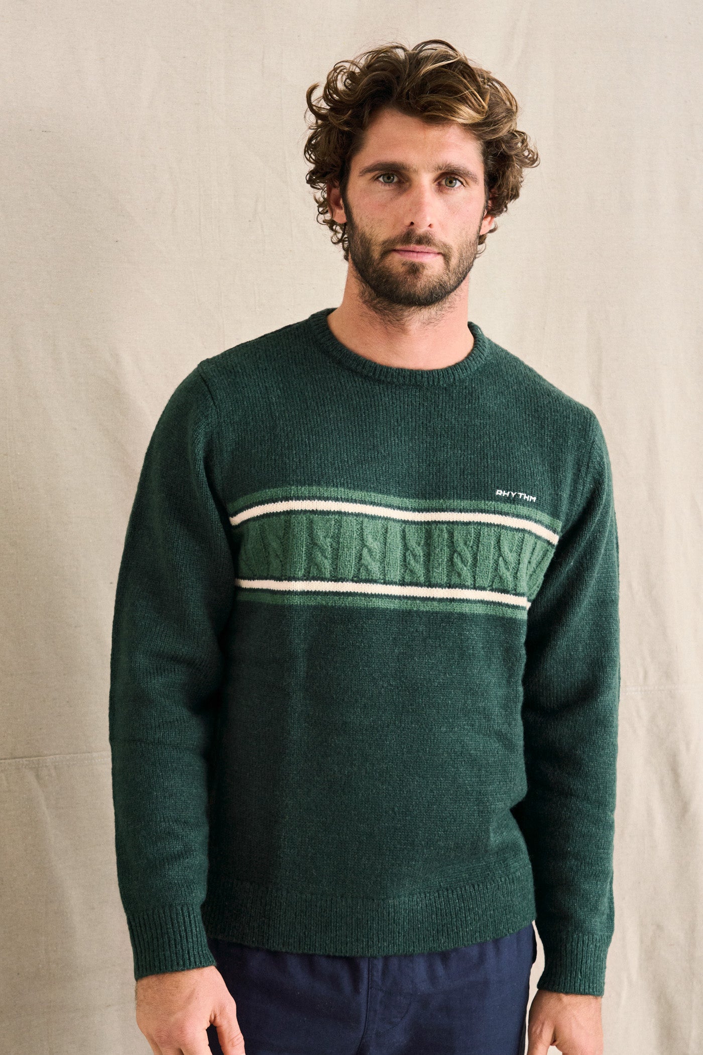 Mohair Stripe Knit Dark Green – Rhythm US