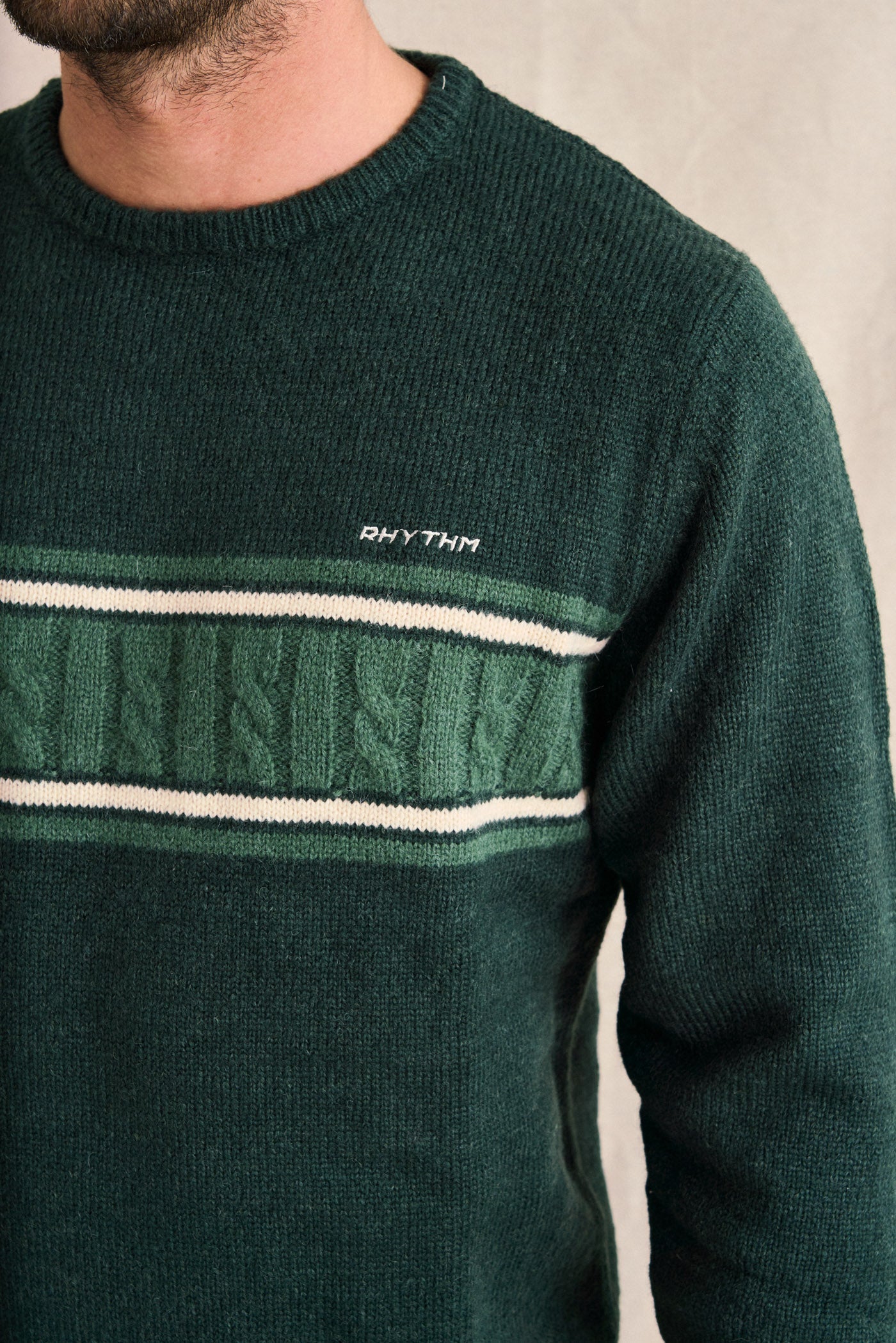 Mohair Stripe Knit Dark Green – Rhythm US