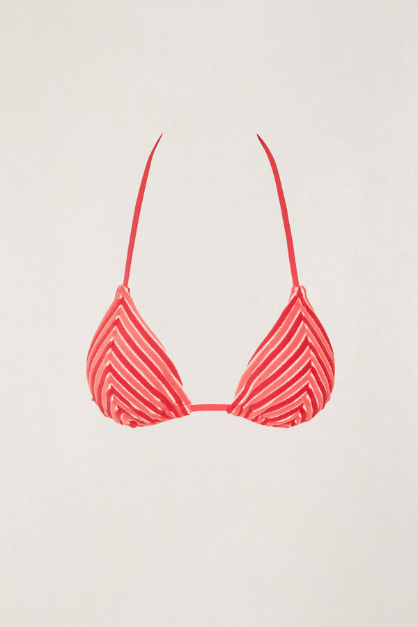 Terry Sands Stripe Slide Tri Top Red