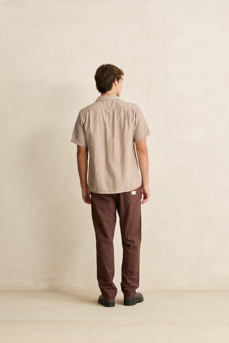 Seersucker Stripe Ss Shirt Tobacco – Rhythm US