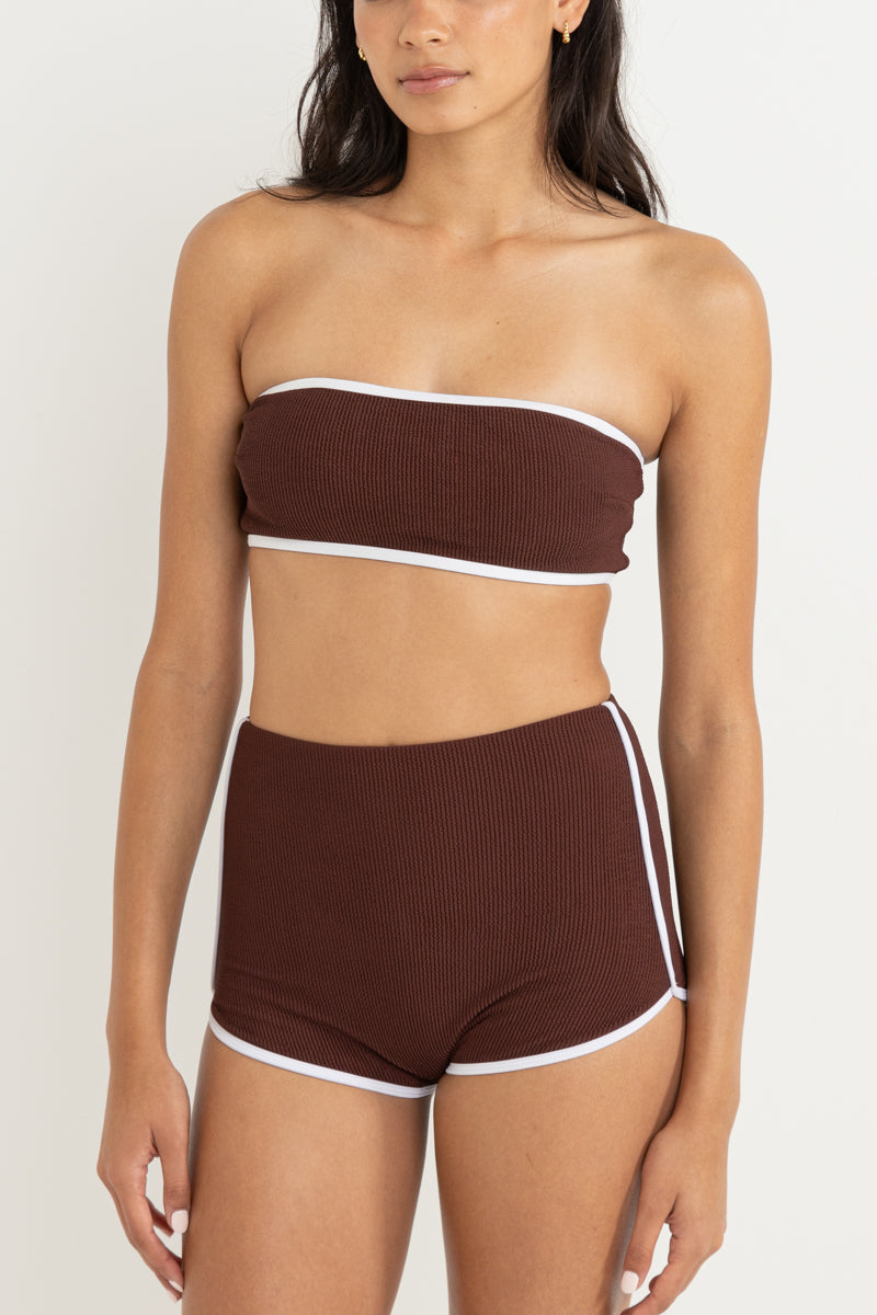 Essential Rib Contrast Bandeau Top Cafe