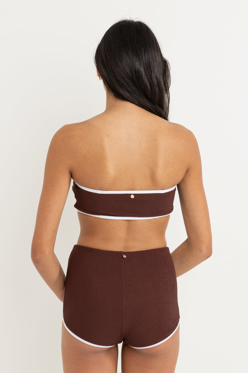 Essential Rib Contrast Bandeau Top Cafe