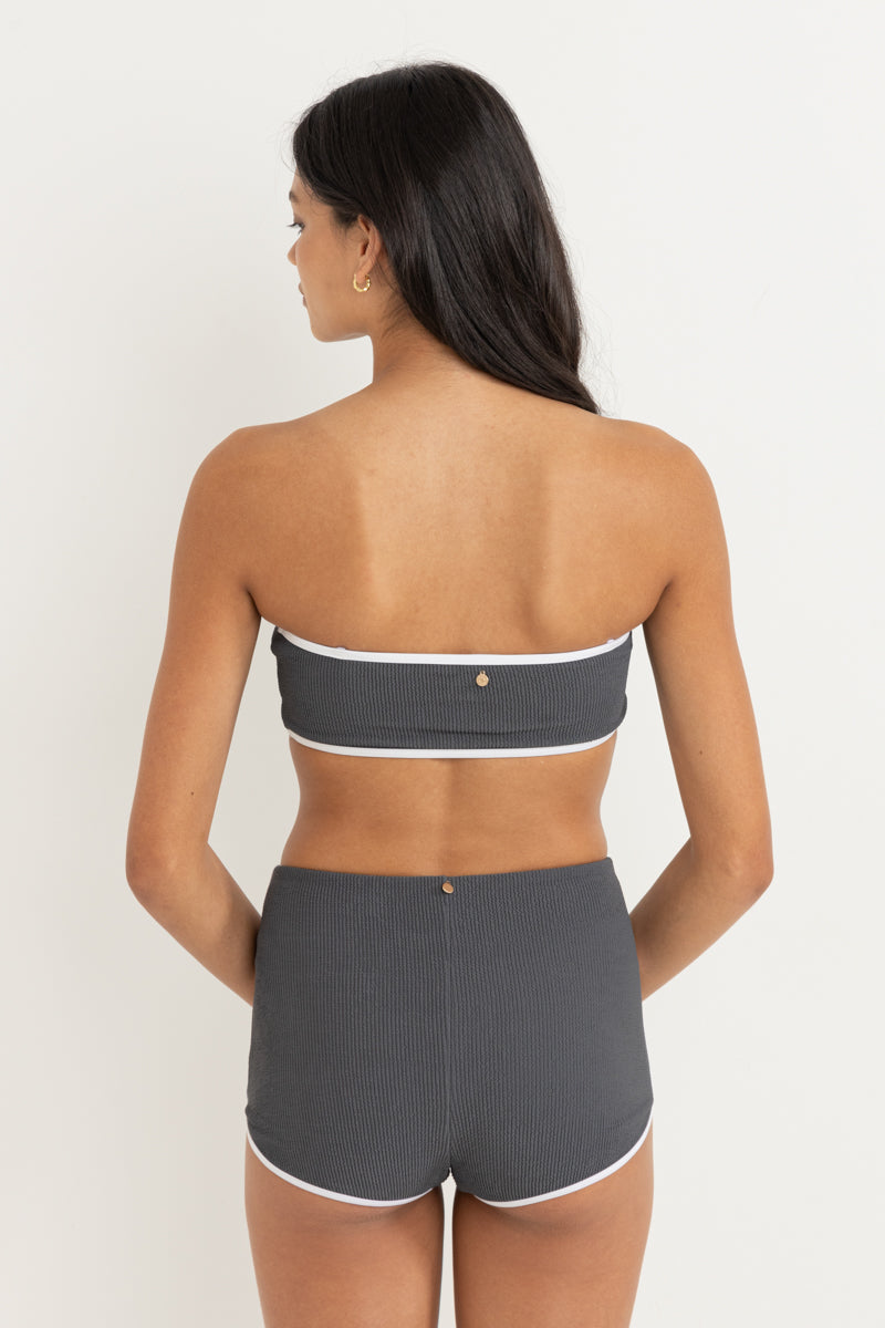 Essential Rib Contrast Bandeau Top Graphite