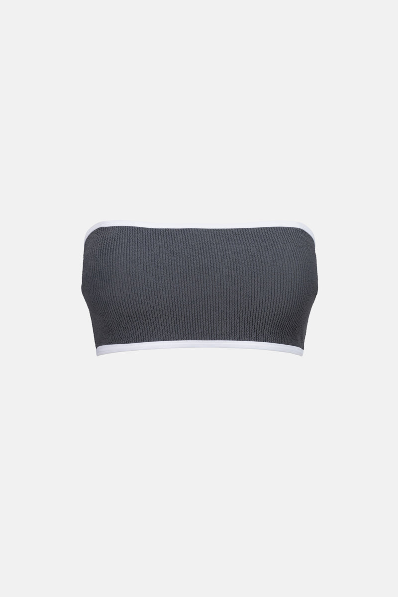 Essential Rib Contrast Bandeau Top Graphite