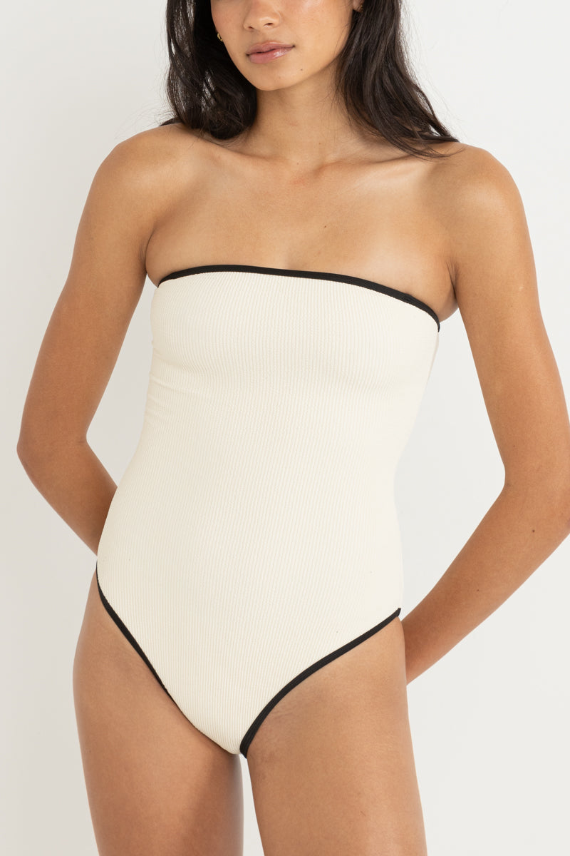 Essential Rib Contrast One Piece Creme