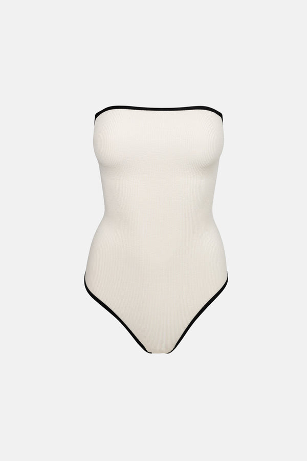 Essential Rib Contrast One Piece Creme