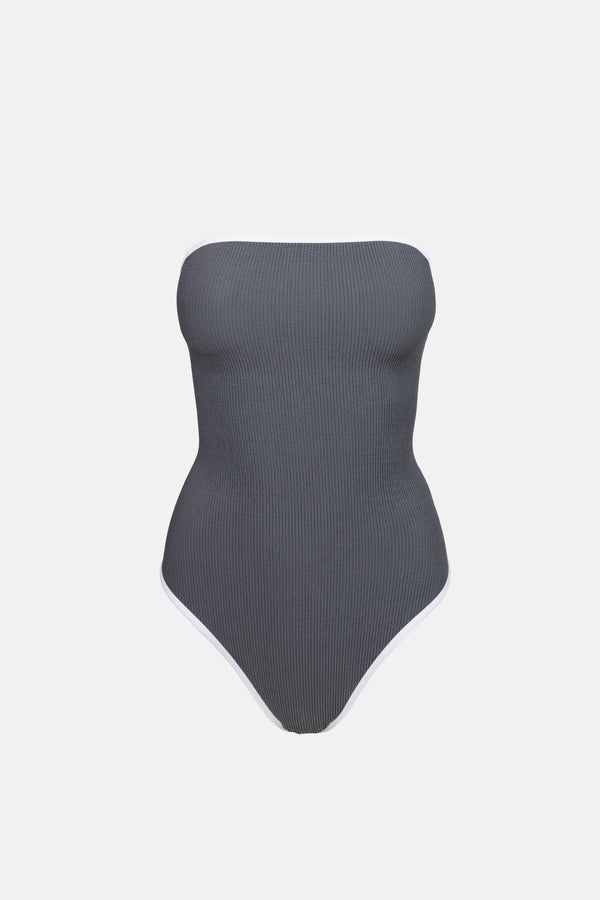 Essential Rib Contrast One Piece Graphite