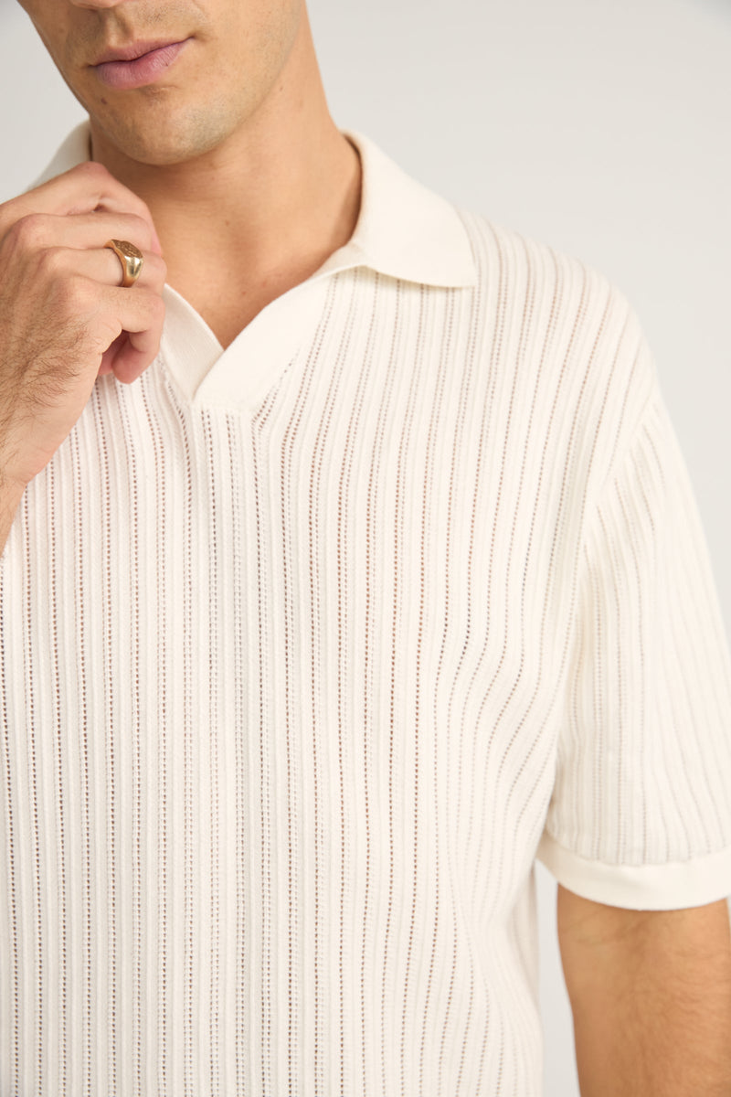 Relaxed Knit Ss Polo Natural