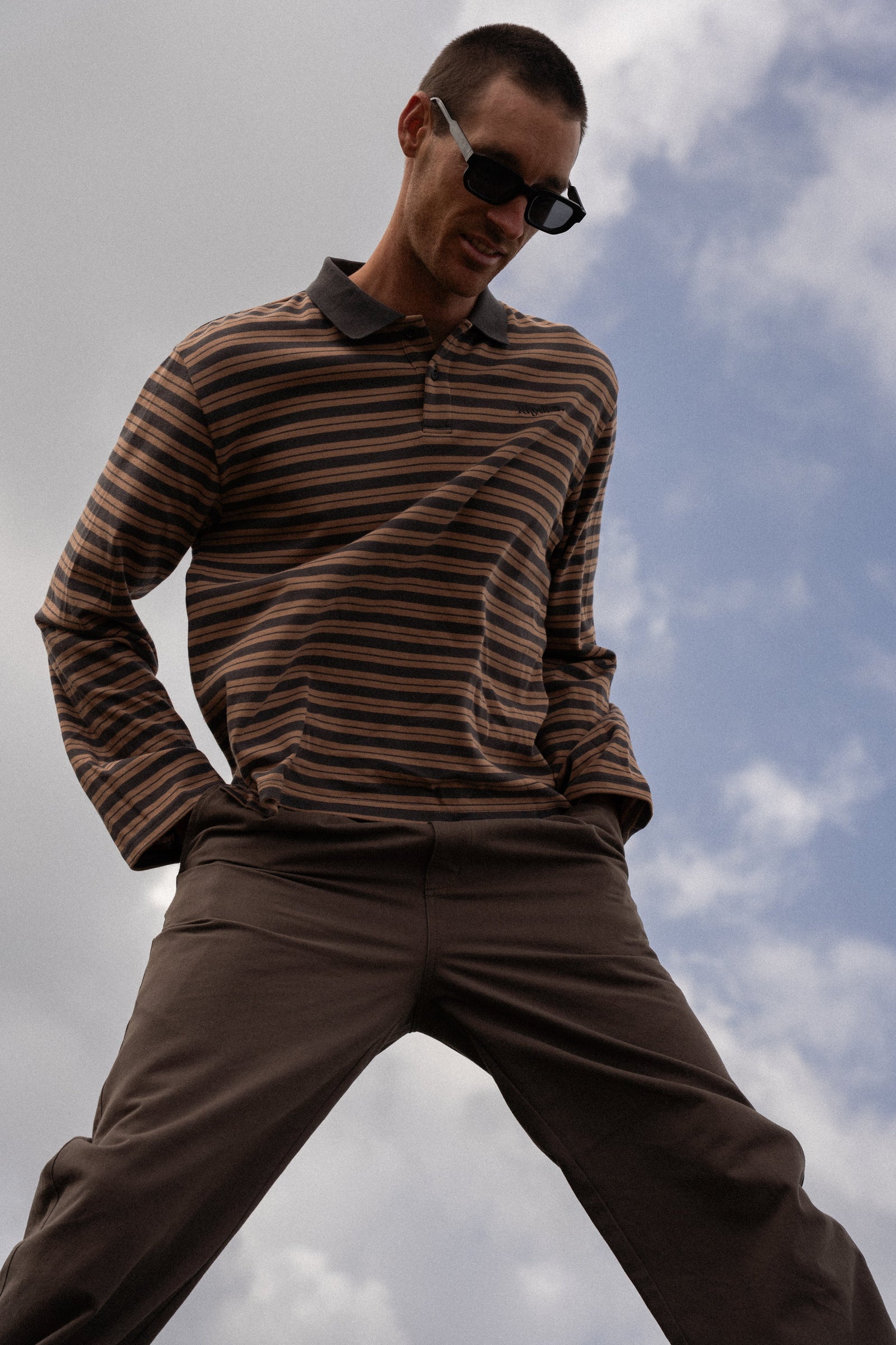 Manarola Stripe Relaxed Ls Rugby Polo Tobacco – Rhythm US