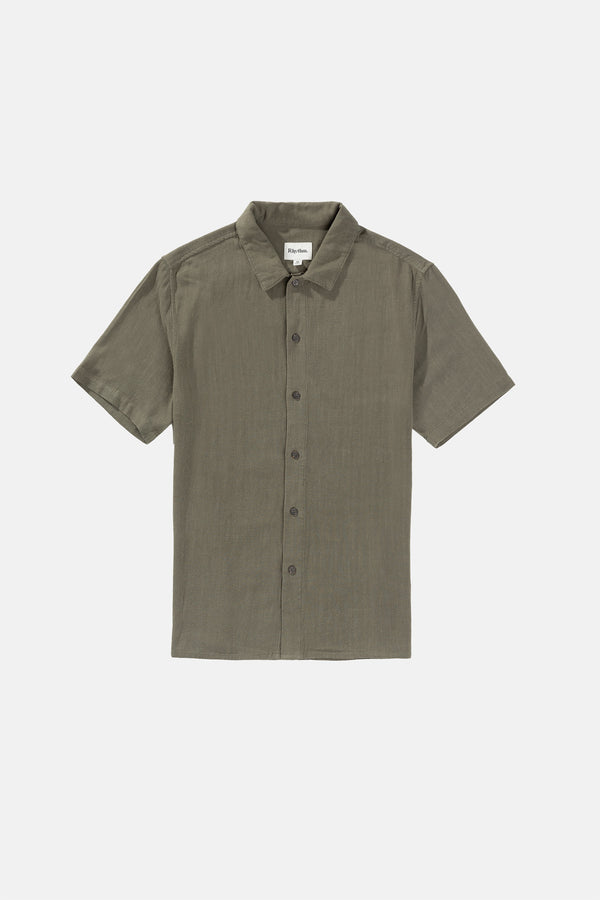 Textured Linen Ss Shirt Olive