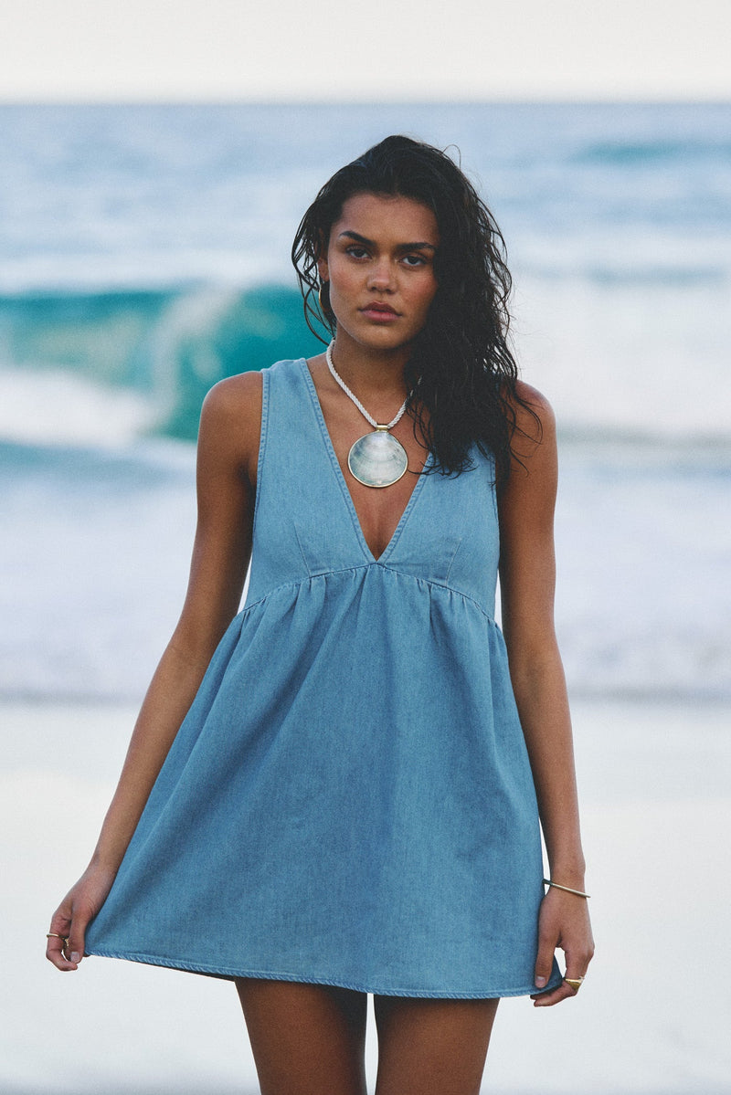 Presley Denim Mini Dress Denim Rhythm US Presley Denim Mini Dress Denim Rhythm US
