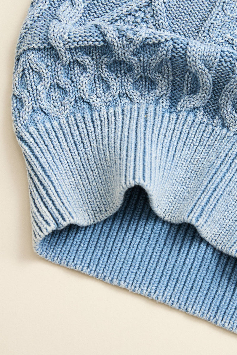Patchwork Salt Wash Sweater Washed Blue