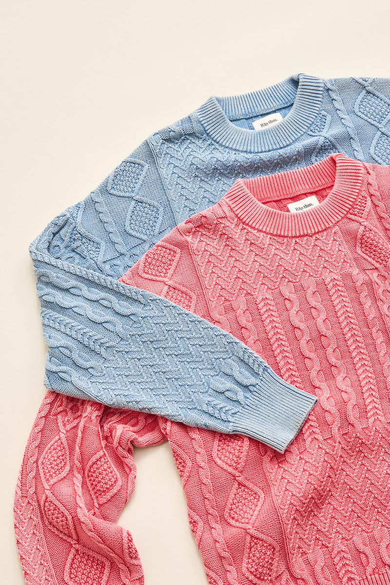 Patchwork Salt Wash Sweater Washed Red