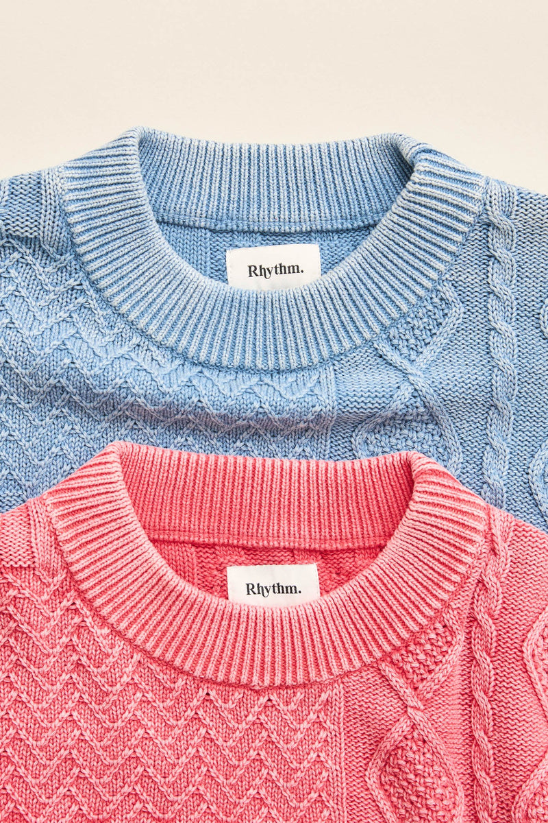 Patchwork Salt Wash Sweater Washed Red