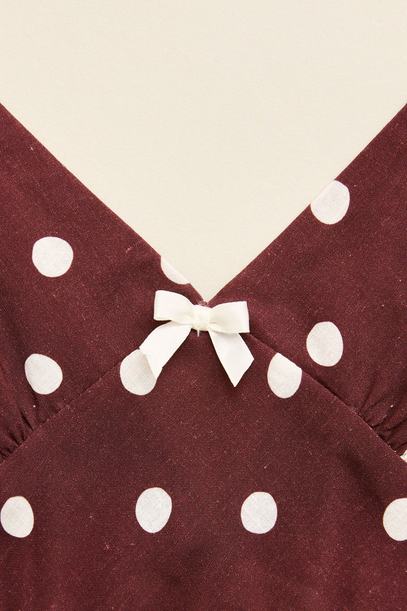 Polka Dot Bias Midi Dress Cafe – Rhythm US