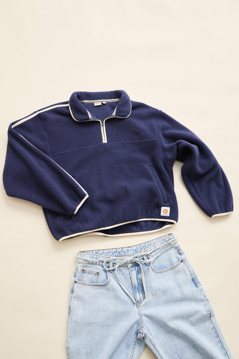 Camp Half Zip Sherpa Pullover Ocean – Rhythm US