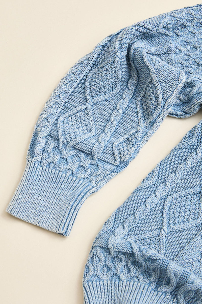 Patchwork Salt Wash Sweater Washed Blue