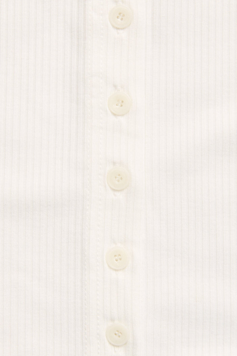 Portia Button Down Rib Top White