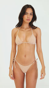 Lola Check Tie Side Hi Cut Pant Clay