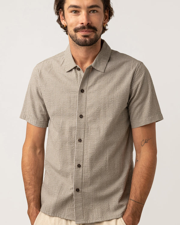 Seersucker Stripe SS Shirt Sage