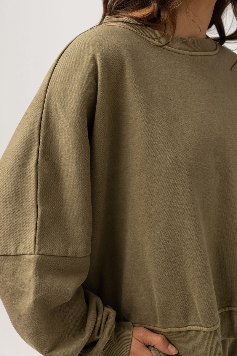 Sunbather Slouch Fleece Washed Olive