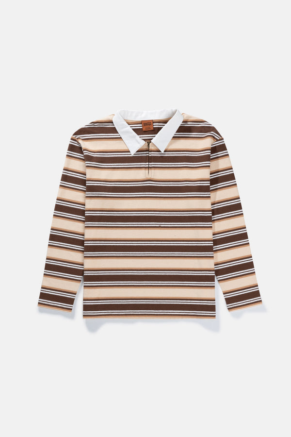 Vintage Stripe Polo Ls T-Shirt Coffee