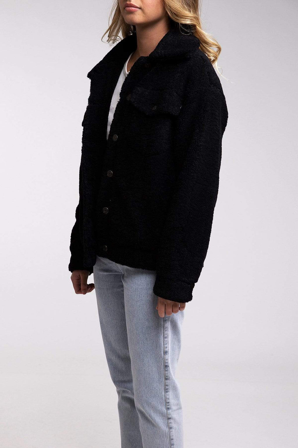 Oversized teddy jacket black shop